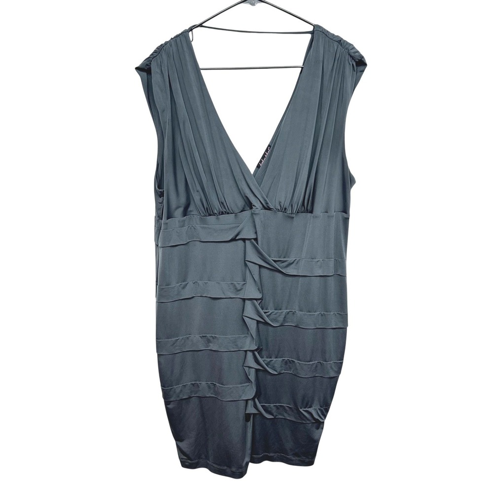 Baby Phat Bodycon Dress Tiered Ruffle 2X Gray Y2K Party Sleek Sexy Evening